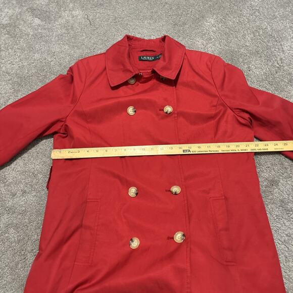 Lauren Ralph Lauren Red Nautical Pea Coat Jacket Anchor Buttons Size XL - Picture 3 of 5
